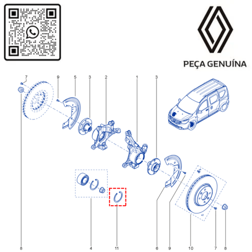 RN 402140 402140002R ANEL TRAVA DO ROLAMENTO DE RODA DIANT. KANGOO II 22... - 3